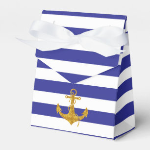 Gold Anchor on Blue Stripes Favour Box