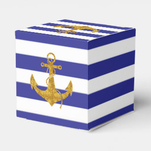 Gold Anchor on Blue Stripes Favour Box