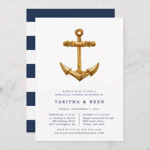 Gold Anchor   Rehearsal Dinner Invitation