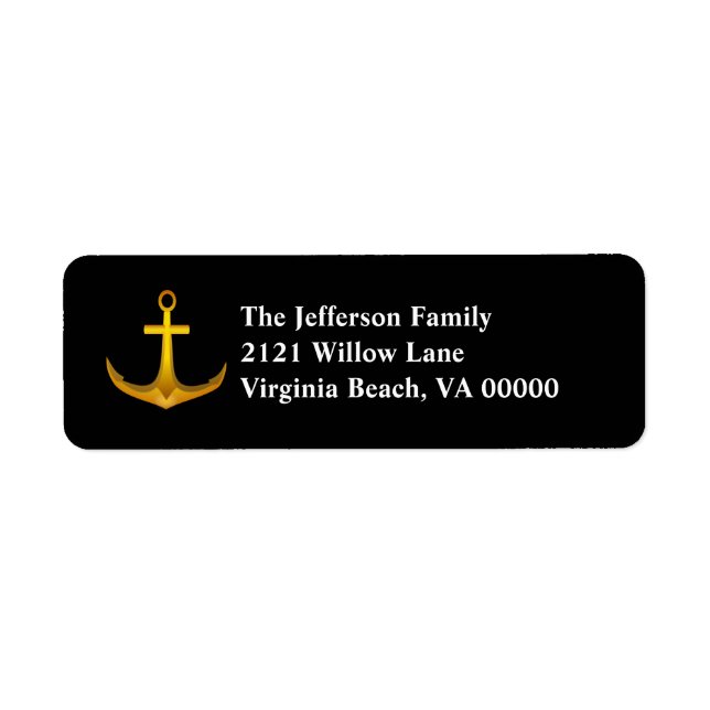 Gold Anchor Return Address Labels (Front)
