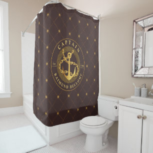 Gold Anchor Shower Curtain