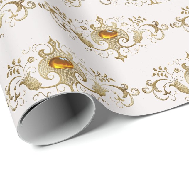 Gold and Amber Jewels Wrapping Paper (Roll Corner)