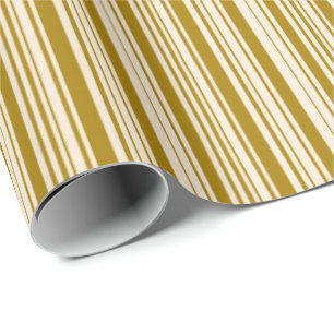Gold and Antique White Stripes Wrapping Paper