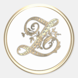 Gold and Any Colour Ornate Initial Monogram Z Classic Round Sticker