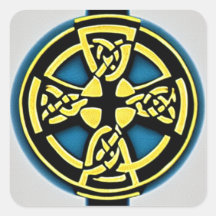 Gold and Aqua Circle Cross Sticker