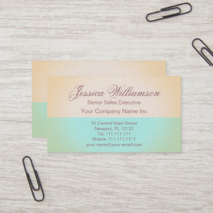 Gold and Aqua Elegant Contemporary Lady's Chic Business Card