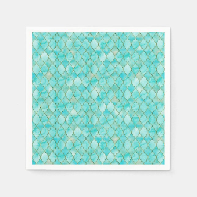 Gold and Aqua Maroccan pattern Napkin (Front)