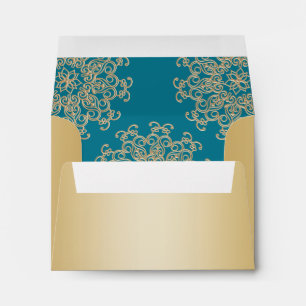 Gold and Aquamarine Indian Style Envelopes