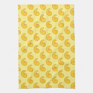 Gold and banana yellow paisley tea towel