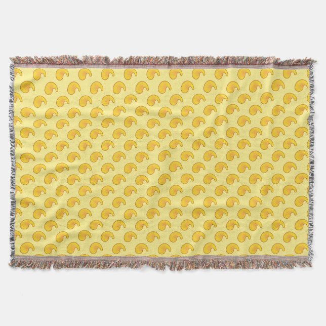 Gold and banana yellow paisley throw blanket (Front)
