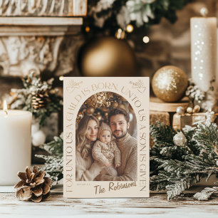 Gold and Beige Angel Holiday Card