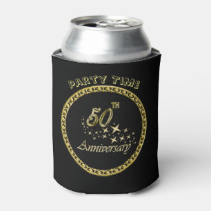 Gold and black 50th Anniversary Celebration Can Cooler