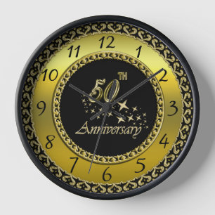 Gold and black 50th Anniversary Celebration Clock