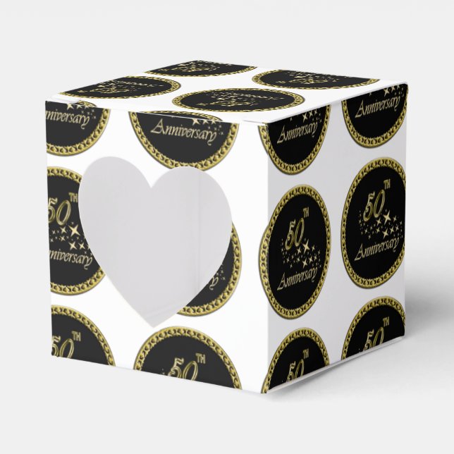 Gold and black 50th Anniversary Celebration Favour Box (Front Side)