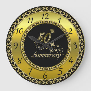 Gold and black 50th Anniversary Celebration Large Clock