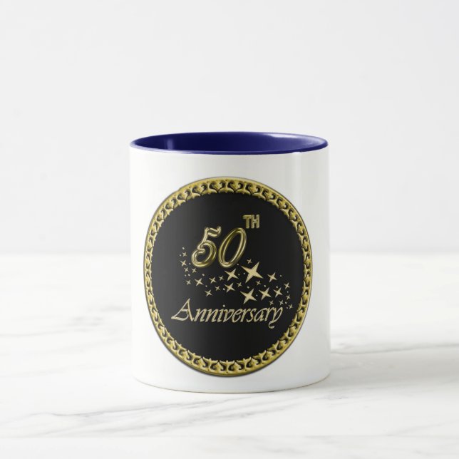 Gold and black 50th Anniversary Celebration Mug (Center)