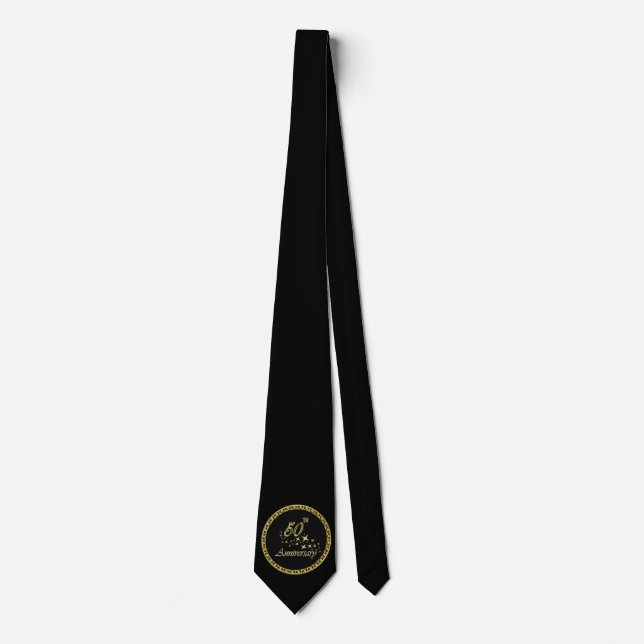 Gold and black 50th Anniversary Celebration Tie (Front)