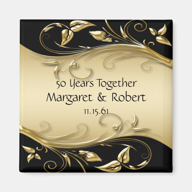 Gold and Black 50th Anniversary  Magnet (Front)