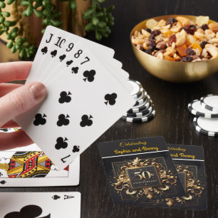 Gold and black 50th Anniversary  Playing Cards