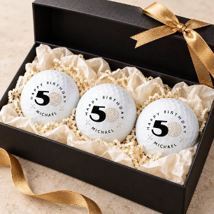 Gold And Black 50th birthday Golf Balls