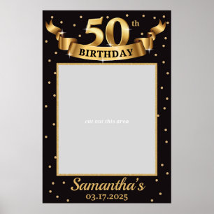 Gold and Black 50th Birthday Photo Prop Frame Chic Poster