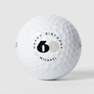 Gold And Black 60th birthday Golf Balls 