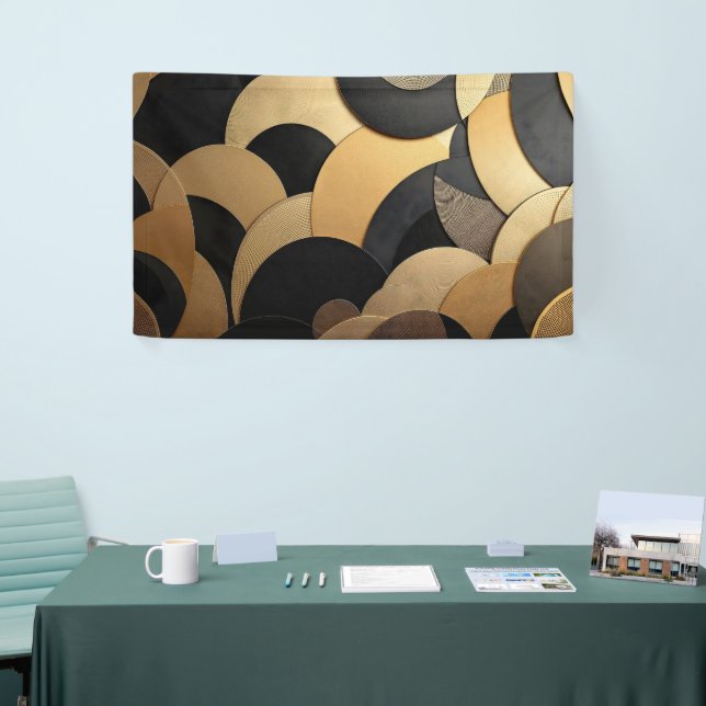 Gold and Black Abstract Geometric Pattern Banner (Tradeshow)