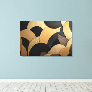 Gold and Black Abstract Geometric Pattern Canvas Print