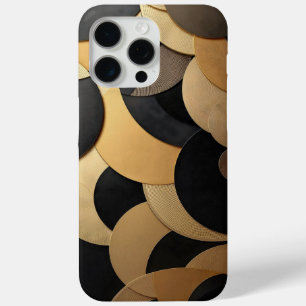 Gold and Black Abstract Geometric Pattern iPhone 15 Pro Max Case
