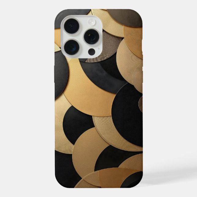 Gold and Black Abstract Geometric Pattern iPhone Case (Back)