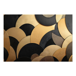 Gold and Black Abstract Geometric Pattern Photo Print