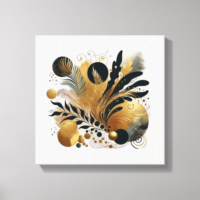 Gold And Black Abstract Nature Art  Canvas Print (Front)