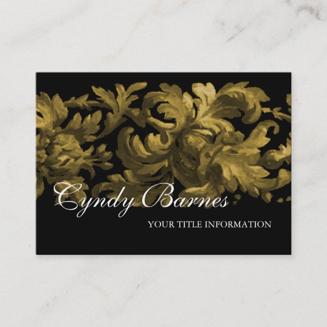 Gold and Black Acanthus Scroll Business Card (Front)