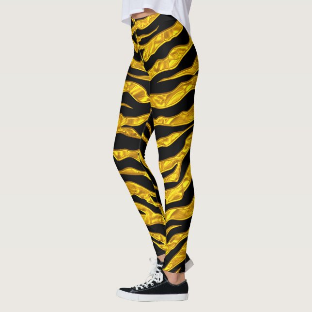 Gold And Black Animal Tigers Stripes Leggings (Left)
