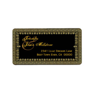 Gold and Black Art Deco Border Wedding Label