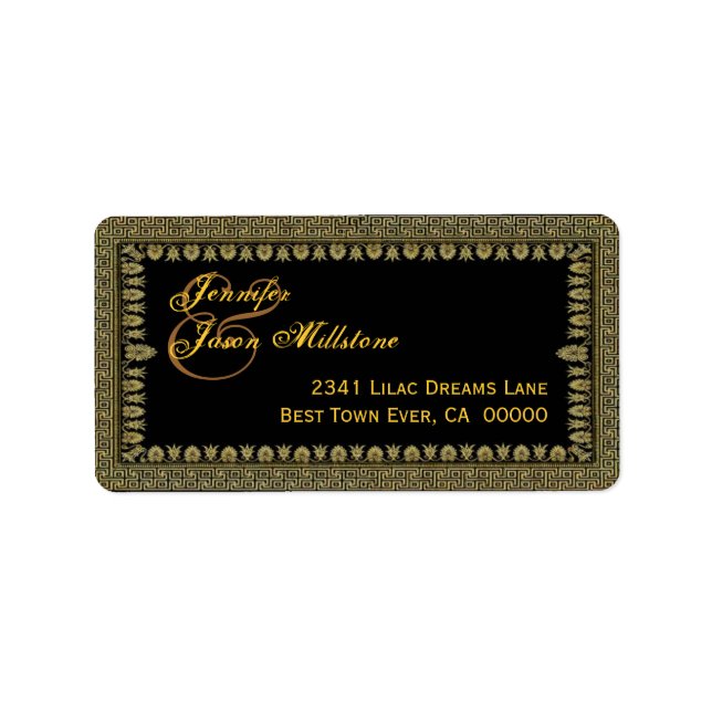 Gold and Black Art Deco Border Wedding Label (Front)
