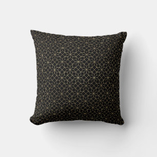 Gold and black art-deco geometric pattern no.3 cushion