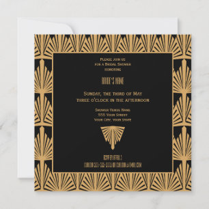 Gold and Black Art Deco Pattern Bridal Shower Invitation