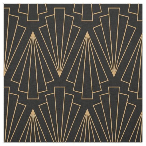 Gold and Black Art Deco Pattern Fabric | Zazzle