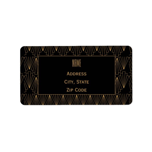 Gold and Black Art Deco Pattern Label (Front)