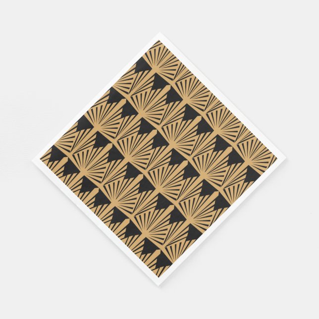 Gold and Black Art Deco Pattern Napkin (Corner)