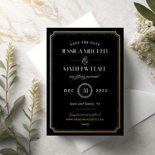 Gold and Black Art Deco Save the Date
