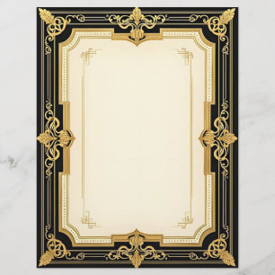 Gold and Black Art Deco Sophisticate Custom Letterhead