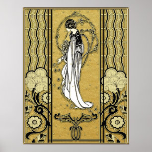 Gold and Black Art Nouveau Poster. Poster