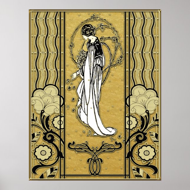 Gold and Black Art Nouveau Poster. Poster (Front)