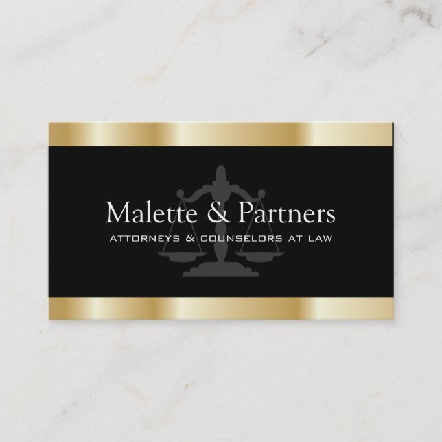 Gold and Black Attorney Business Cards (Front)