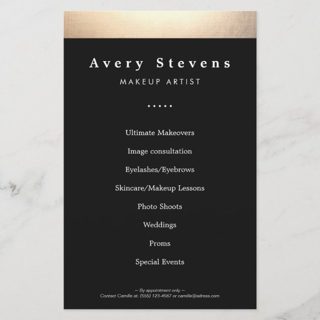 Gold and Black Beauty Salon Promotional Flyer (Front)