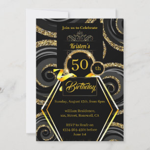 Gold and black birthday Invitation