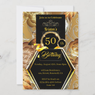 Gold and black birthday Invitation