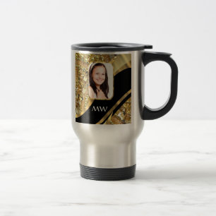 Gold and black bling travel mug